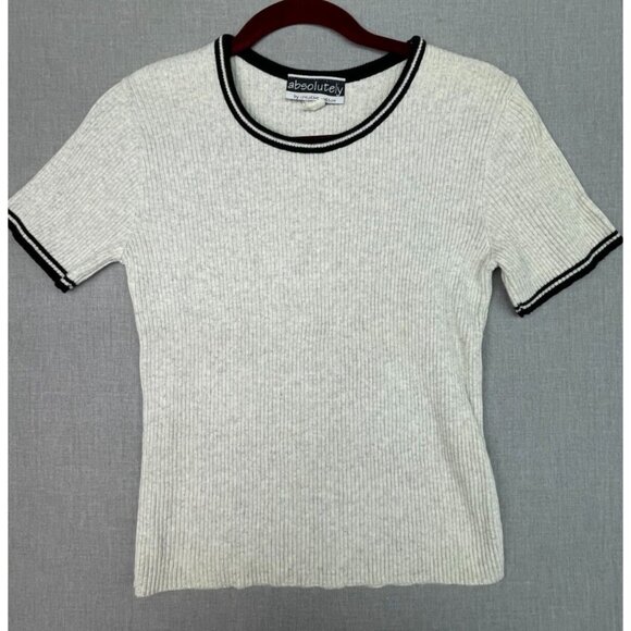 Absolutely By Creative Cotton Women's Grey and Black Round Neck Shirt Med USED - Picture 1 of 5